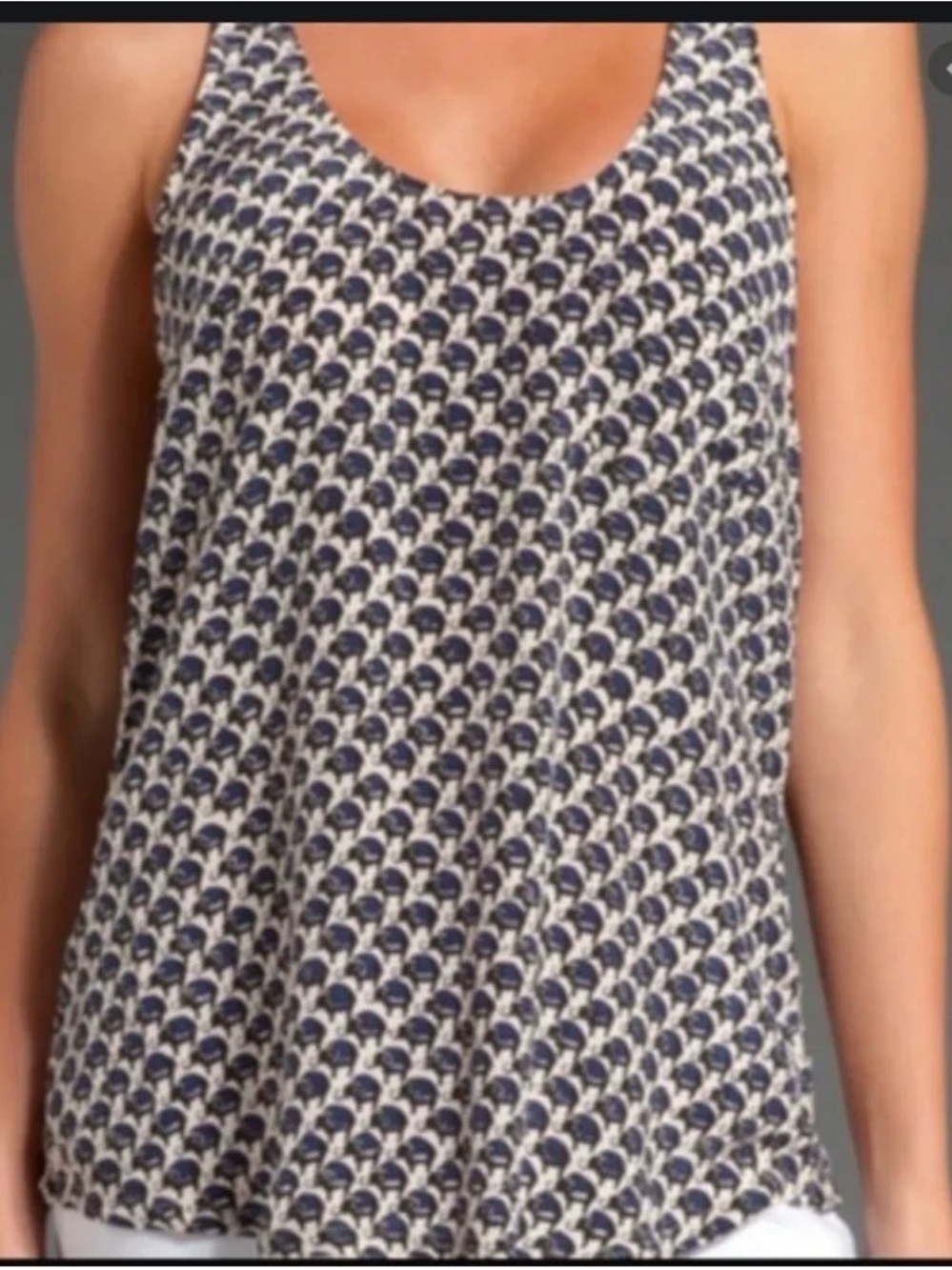 Racer-back elephant printed tank top - Blue Cream